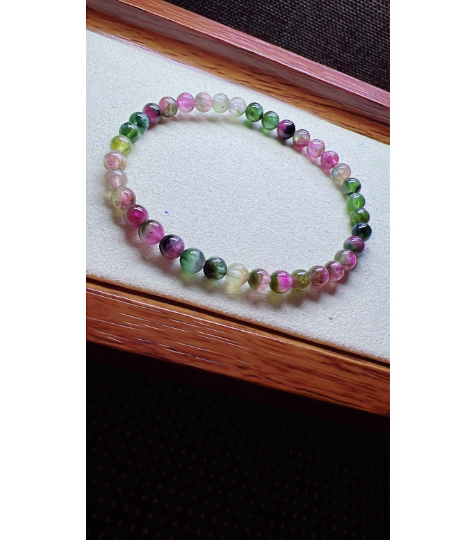 317F6 exquisite watermelon tourmaline bracelet, size 5mm, weight 7.2g, crystal