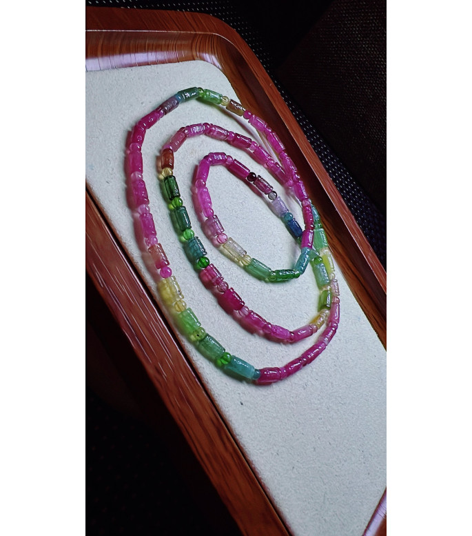 317F4 exquisite patterned tourmaline three circle bracelet, size 3.5 X6mm, weight 13.1
