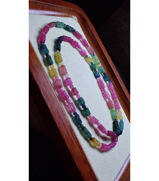 317F3 exquisite patterned tourmaline three turn bracelet, size 4.2 X7mm, weight 15.7g