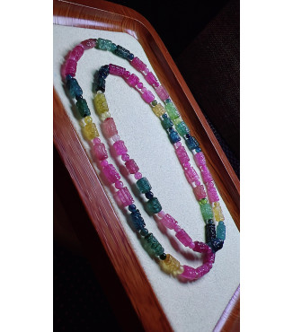 317F3 exquisite patterned tourmaline three turn bracelet, size 4.2 X7mm, weight 15.7g