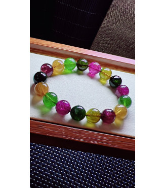 313F17 exquisite candy tourmaline bracelet, size 11.5mm, weight 42.5g, crystal