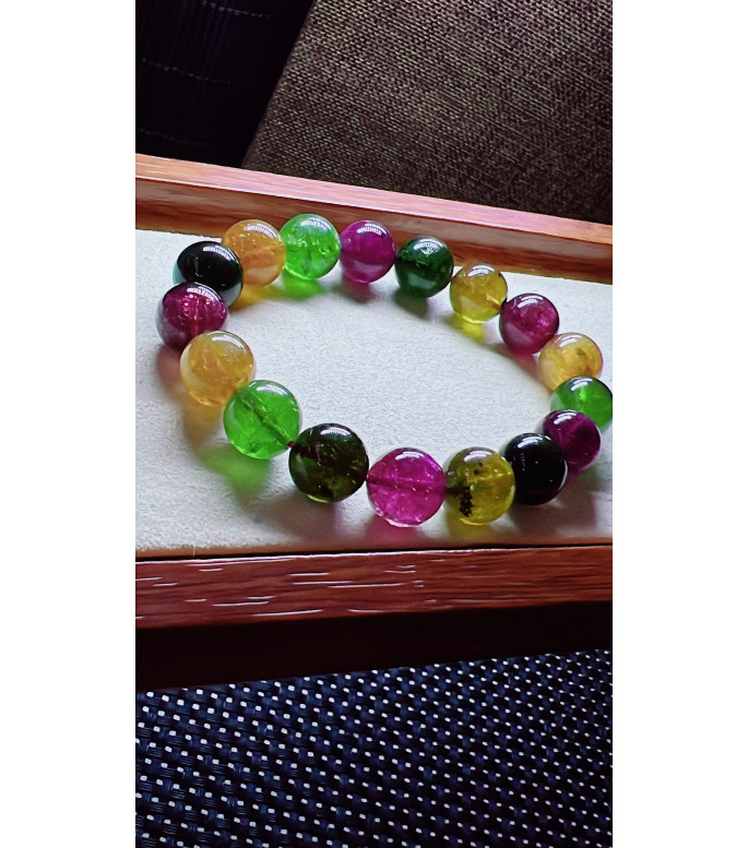 313F17 exquisite candy tourmaline bracelet, size 11.5mm, weight 42.5g, crystal