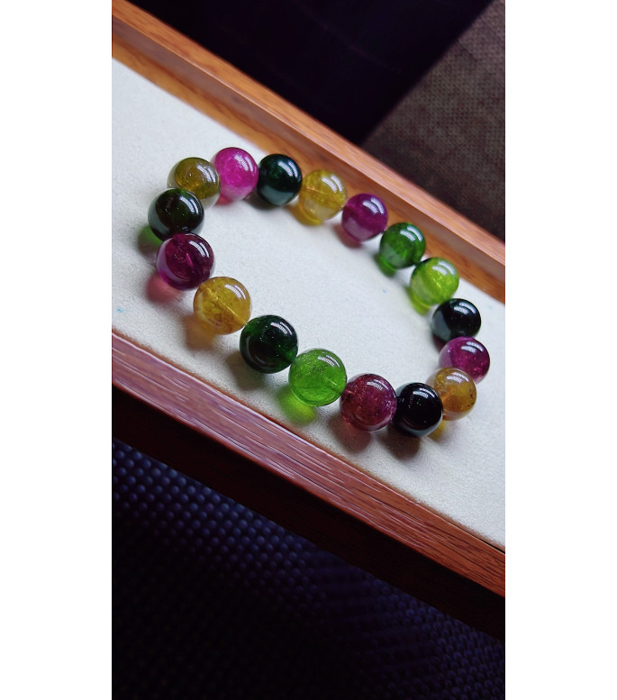 313F16 exquisite candy tourmaline bracelet, size 11.5mm, weight 42.3 grams, crystal