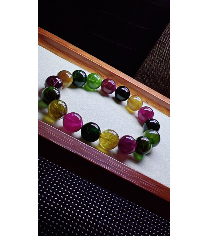 313F16 exquisite candy tourmaline bracelet, size 11.5mm, weight 42.3 grams, crystal