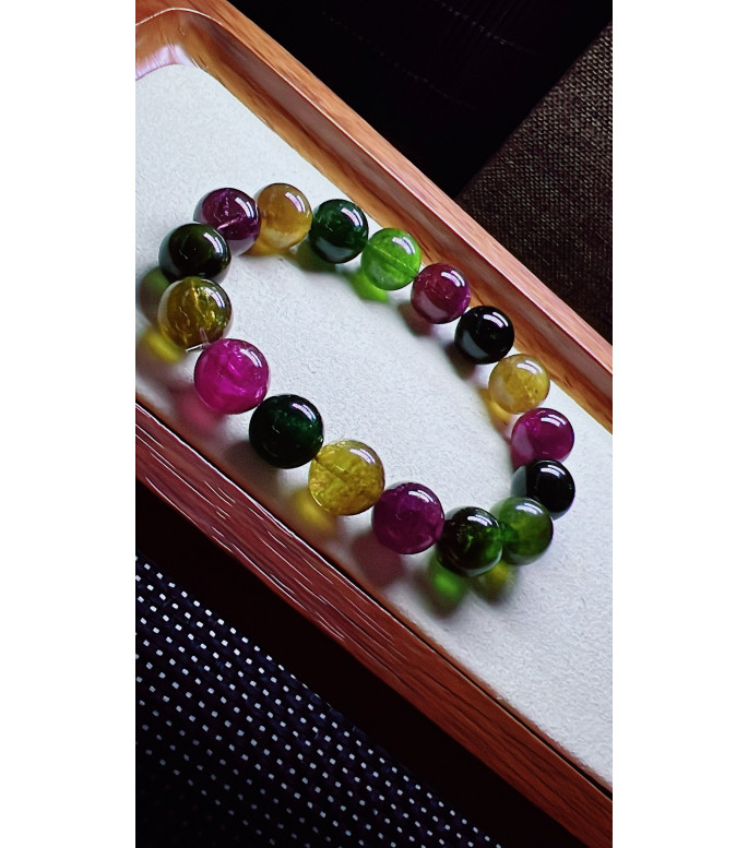 313F16 exquisite candy tourmaline bracelet, size 11.5mm, weight 42.3 grams, crystal