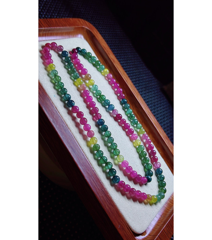 313F8 exquisite color code tourmaline three circle bracelet, size 5mm, weight 24.2 grams 313F8 exquisite color code tourmaline three circle bracelet, size 5mm, weight 24.2 grams