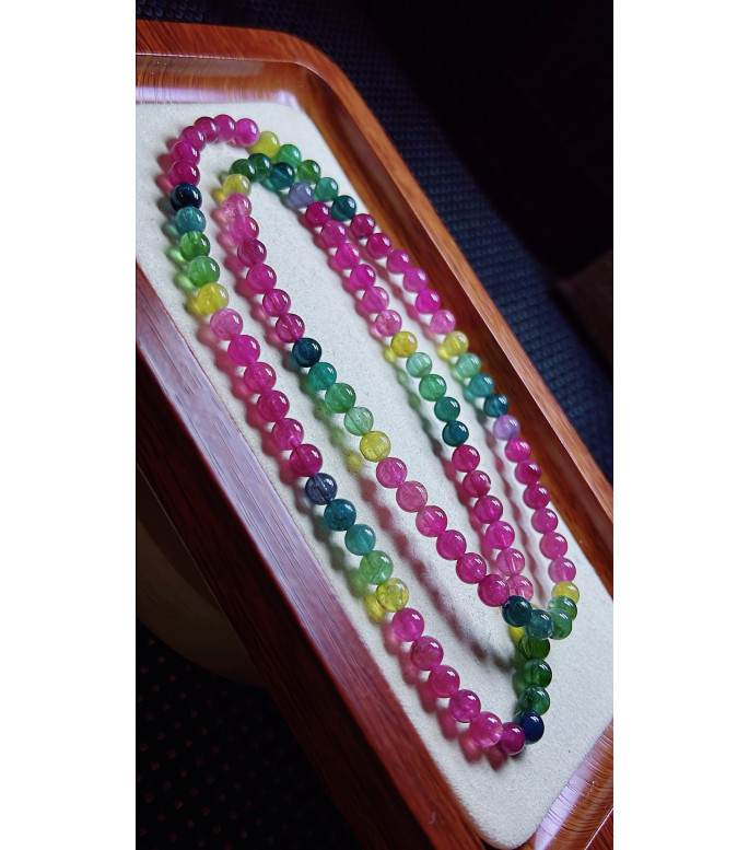 313F7 exquisite color code tourmaline three circle bracelet, size 5.8mm, weight 28.7g