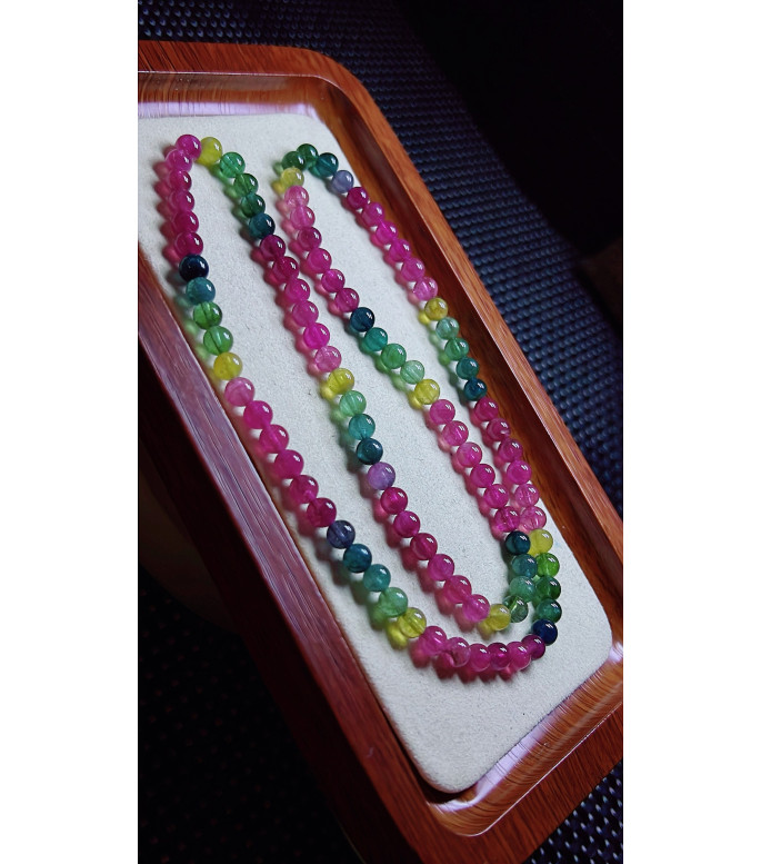 313F7 exquisite color code tourmaline three circle bracelet, size 5.8mm, weight 28.7g