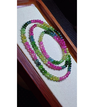 313F6 exquisite rainbow tourmaline three circle bracelet, size 4mm, weight 14.3g, crystal