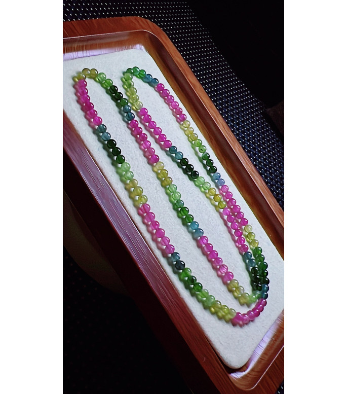 313F6 exquisite rainbow tourmaline three circle bracelet, size 4mm, weight 14.3g, crystal