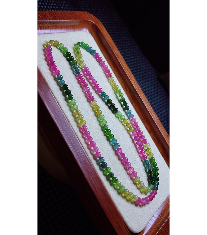 313F6 exquisite rainbow tourmaline three circle bracelet, size 4mm, weight 14.3g, crystal