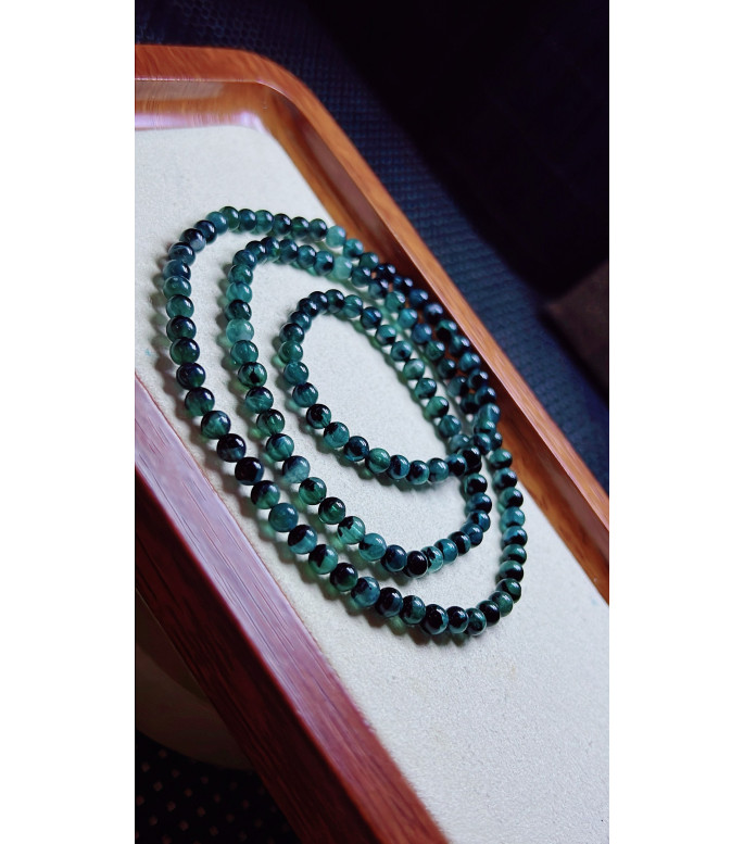 313F3 exquisite old mine treasure pot blue tourmaline three circle bracelet, size 4.6mm