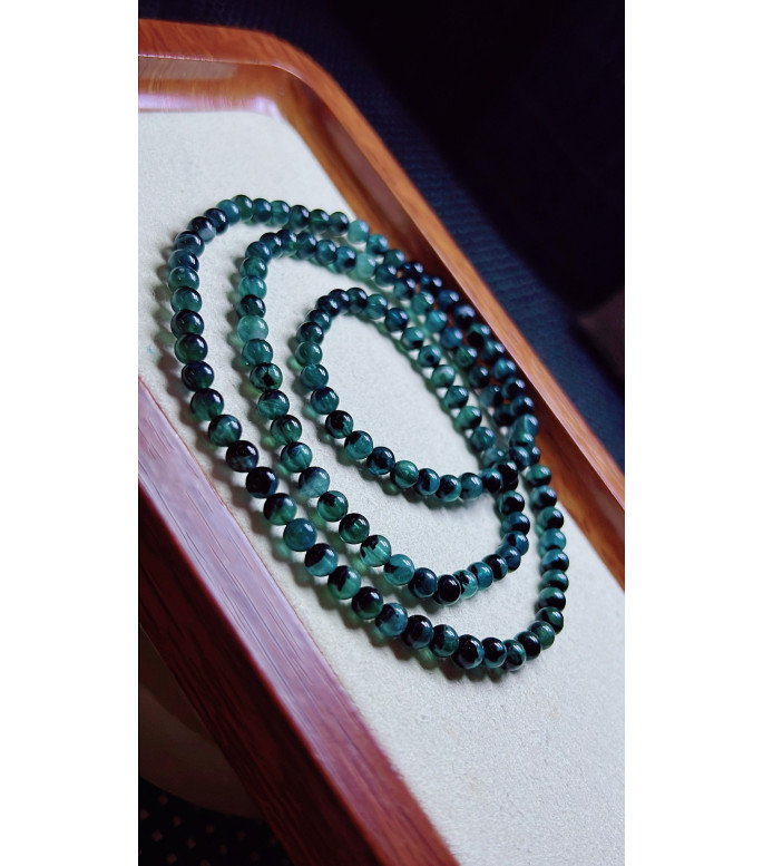 313F3 exquisite old mine treasure pot blue tourmaline three circle bracelet, size 4.6mm