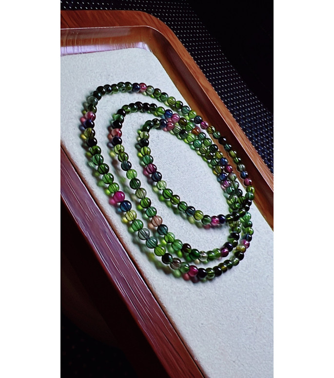 313F2 exquisite old mine black sugar tourmaline three circle small bracelet, size 3.8mm