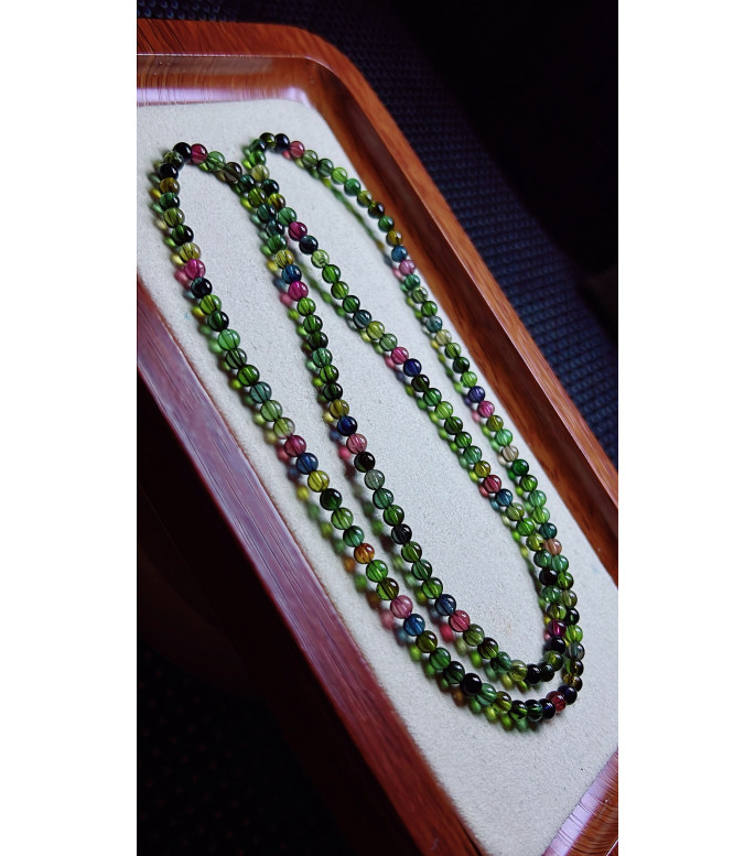 313F2 exquisite old mine black sugar tourmaline three circle small bracelet, size 3.8mm