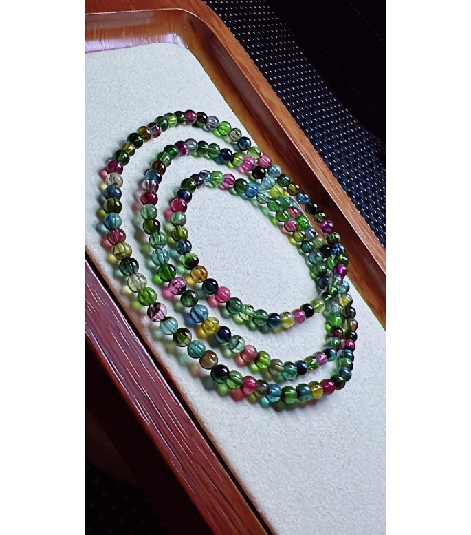 313F1 exquisite old mine black sugar tourmaline three circle small bracelet, size 4.1mm