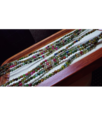 Exquisite old mine black sugar tourmaline three circle small bracelet, size about 3.5mm