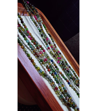 Exquisite old mine black sugar tourmaline three circle small bracelet, size about 3.5mm