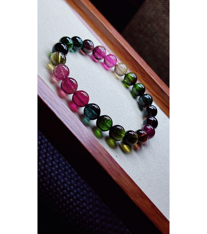 310F14 exquisite old mine black beauty tourmaline bracelet, specification about 8.5mm