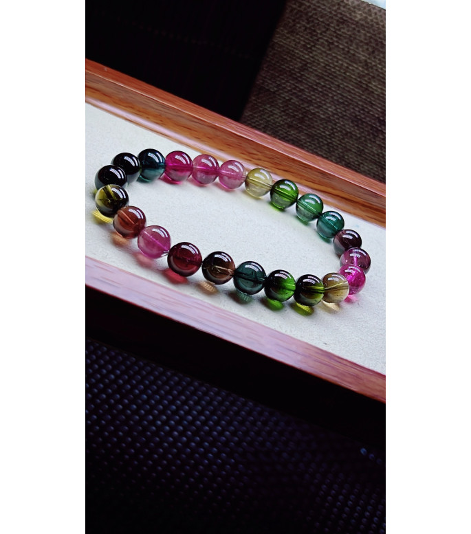 310F14 exquisite old mine black beauty tourmaline bracelet, specification about 8.5mm