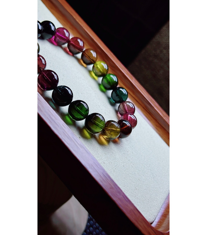 310F13 exquisite old mine black beauty tourmaline bracelet, size about 10mm, weight