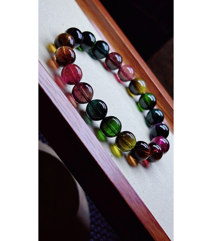 310F13 exquisite old mine black beauty tourmaline bracelet, size about 10mm, weight