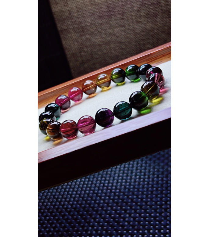 310F13 exquisite old mine black beauty tourmaline bracelet, size about 10mm, weight