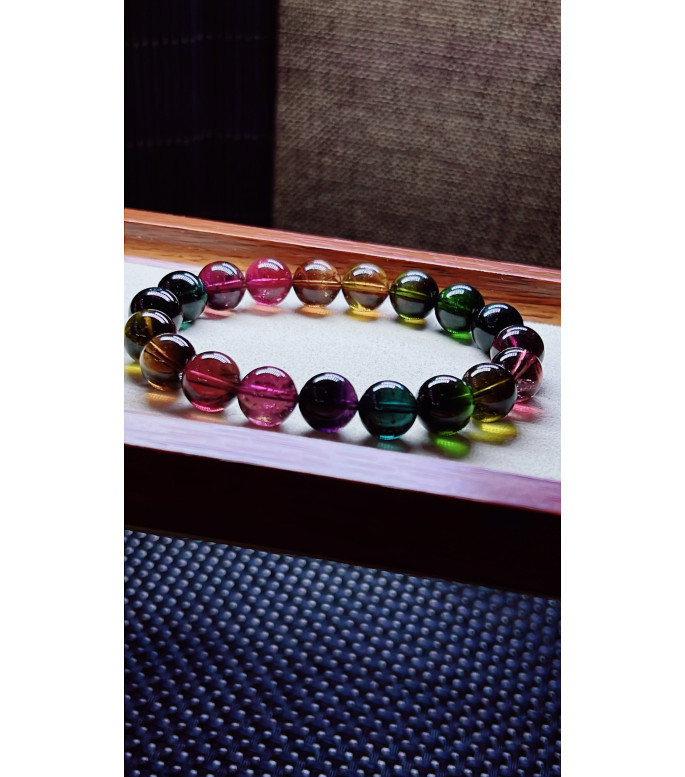 310F13 exquisite old mine black beauty tourmaline bracelet, size about 10mm, weight