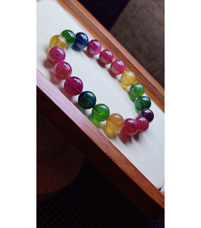 310F12 exquisite rainbow tourmaline bracelet, size about 11.5mm, weight 45.5g, crystal 310F12 exquisite rainbow tourmaline bracelet, size about 11.5mm, weight 45.5g, crystal