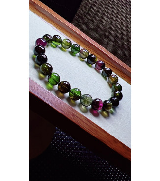 310F10 exquisite black sugar tourmaline bracelet, size about 9mm, weight 26.9g, crystal