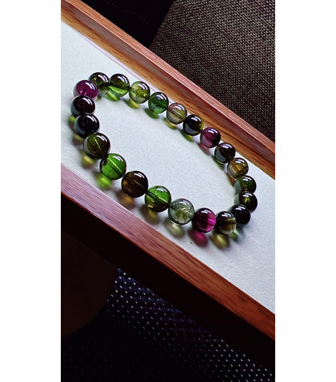 310F10 exquisite black sugar tourmaline bracelet, size about 9mm, weight 26.9g, crystal