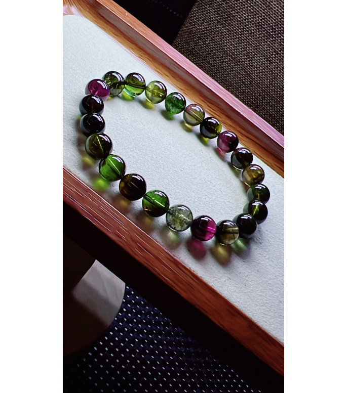 310F10 exquisite black sugar tourmaline bracelet, size about 9mm, weight 26.9g, crystal