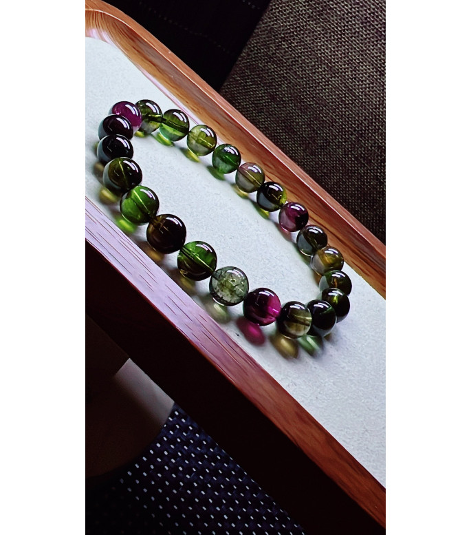 310F10 exquisite black sugar tourmaline bracelet, size about 9mm, weight 26.9g, crystal