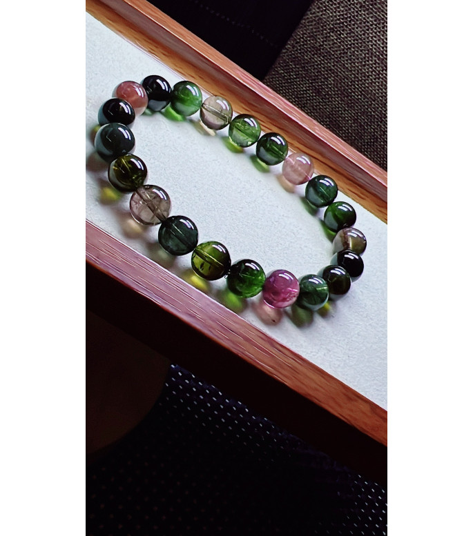 310F9 exquisite black sugar tourmaline bracelet, size about 9.5mm, weight 30.4 grams