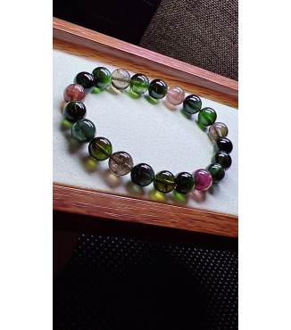 310F9 exquisite black sugar tourmaline bracelet, size about 9.5mm, weight 30.4 grams