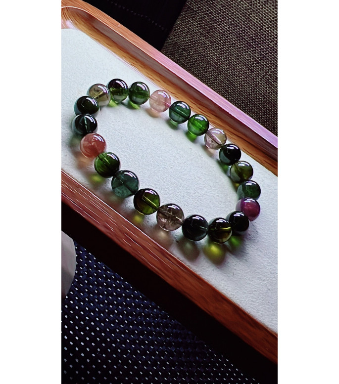 310F9 exquisite black sugar tourmaline bracelet, size about 9.5mm, weight 30.4 grams
