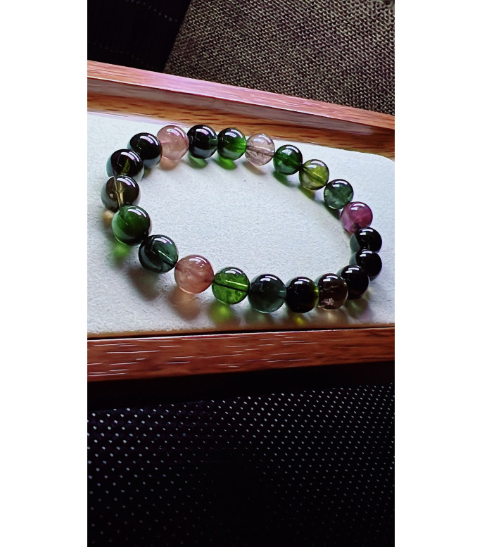 310F9 exquisite black sugar tourmaline bracelet, size about 9.5mm, weight 30.4 grams