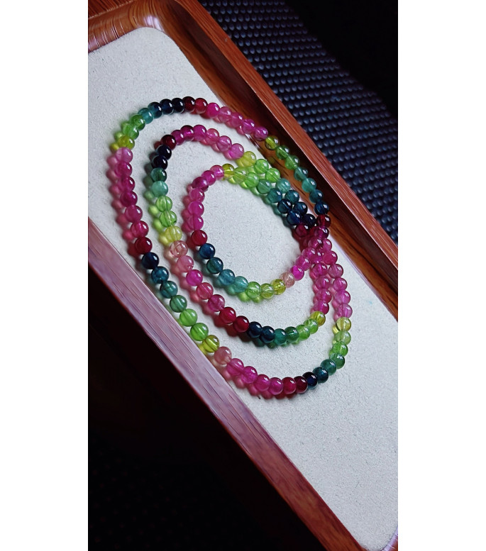 310F5 exquisite color code tourmaline three circle bracelet, specification about 4.5mm