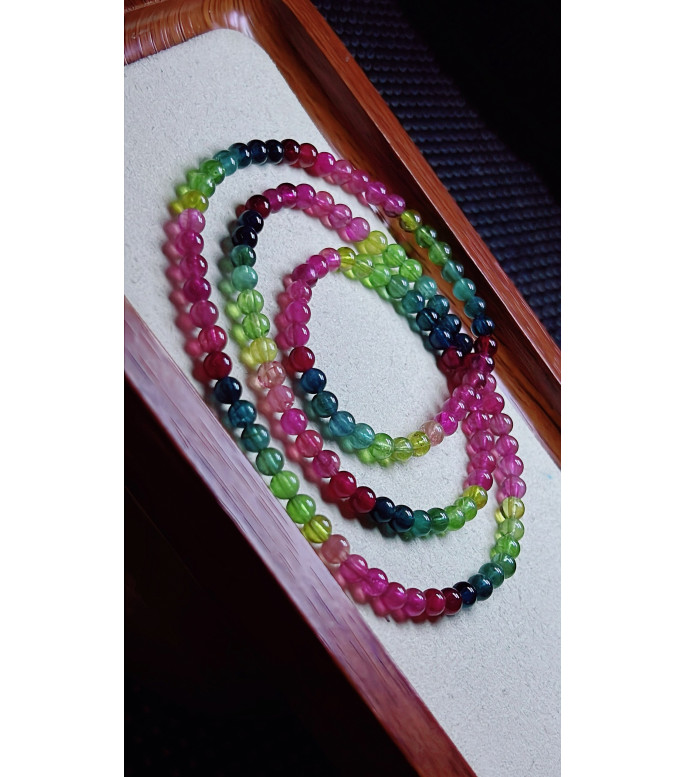 310F5 exquisite color code tourmaline three circle bracelet, specification about 4.5mm