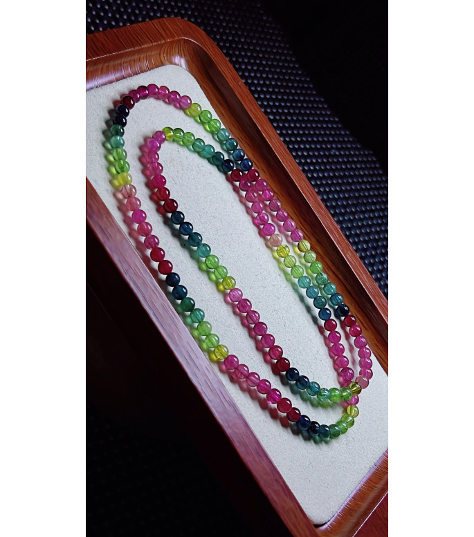 310F5 exquisite color code tourmaline three circle bracelet, specification about 4.5mm