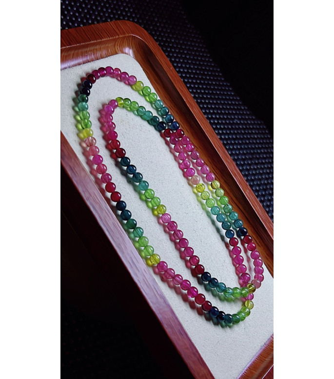 310F5 exquisite color code tourmaline three circle bracelet, specification about 4.5mm