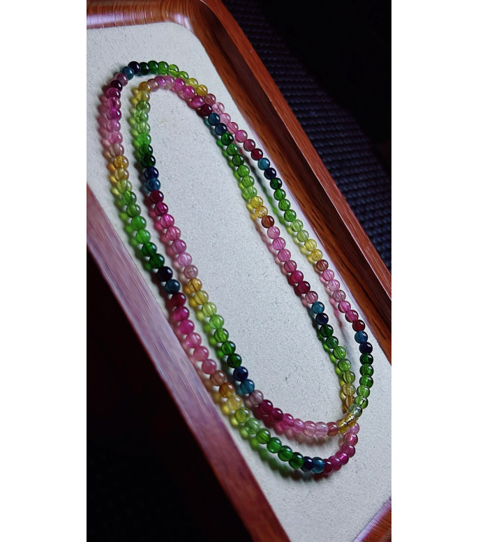 310F4 exquisite rainbow tourmaline three circle bracelet, size about 3.8mm, weight 12.8g