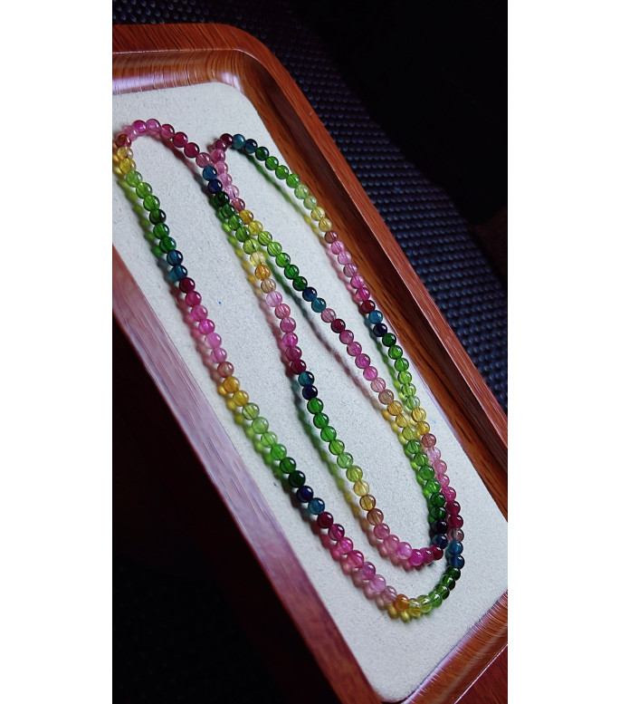 310F4 exquisite rainbow tourmaline three circle bracelet, size about 3.8mm, weight 12.8g