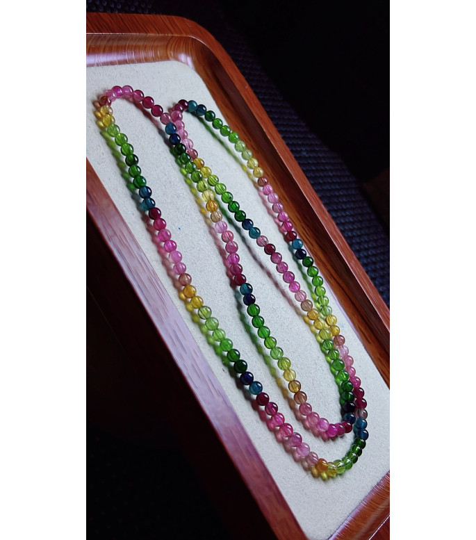 310F4 exquisite rainbow tourmaline three circle bracelet, size about 3.8mm, weight 12.8g
