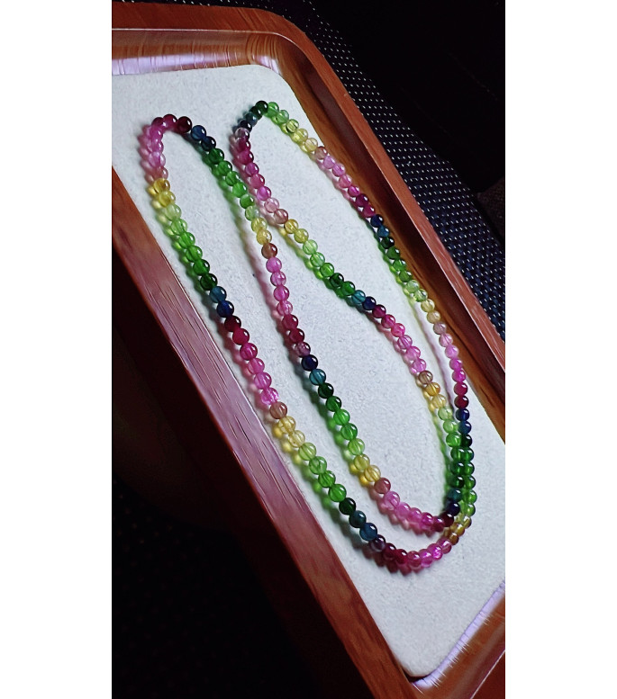 310F3 exquisite rainbow tourmaline three circle bracelet, size about 3.8mm, weight 12.6g