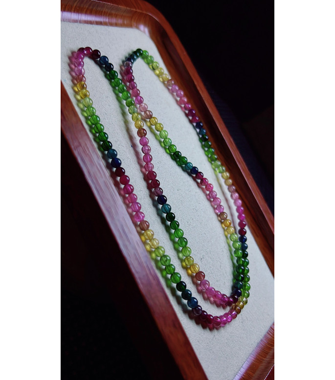 310F3 exquisite rainbow tourmaline three circle bracelet, size about 3.8mm, weight 12.6g