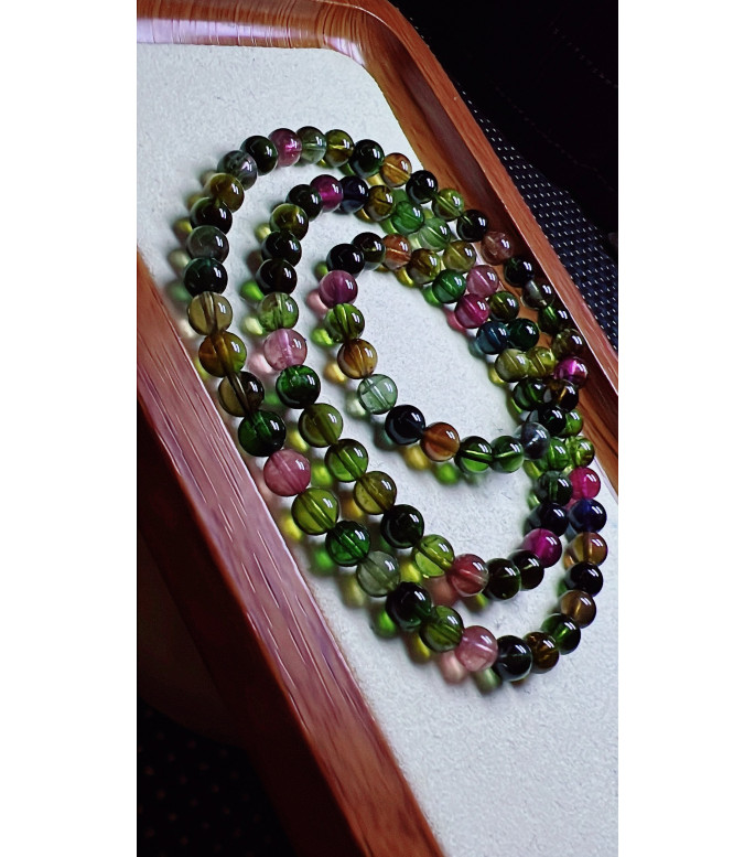 310F2 exquisite old mine black sugar tourmaline three circle bracelet, size about 6.2mm