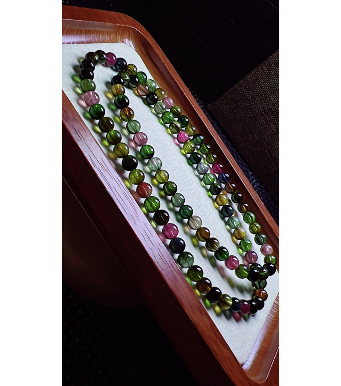 310F2 exquisite old mine black sugar tourmaline three circle bracelet, size about 6.2mm