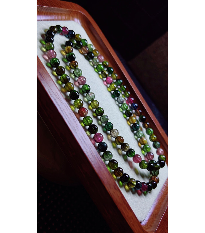 310F2 exquisite old mine black sugar tourmaline three circle bracelet, size about 6.2mm