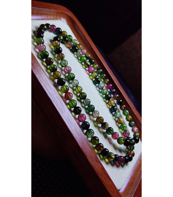 310F2 exquisite old mine black sugar tourmaline three circle bracelet, size about 6.2mm